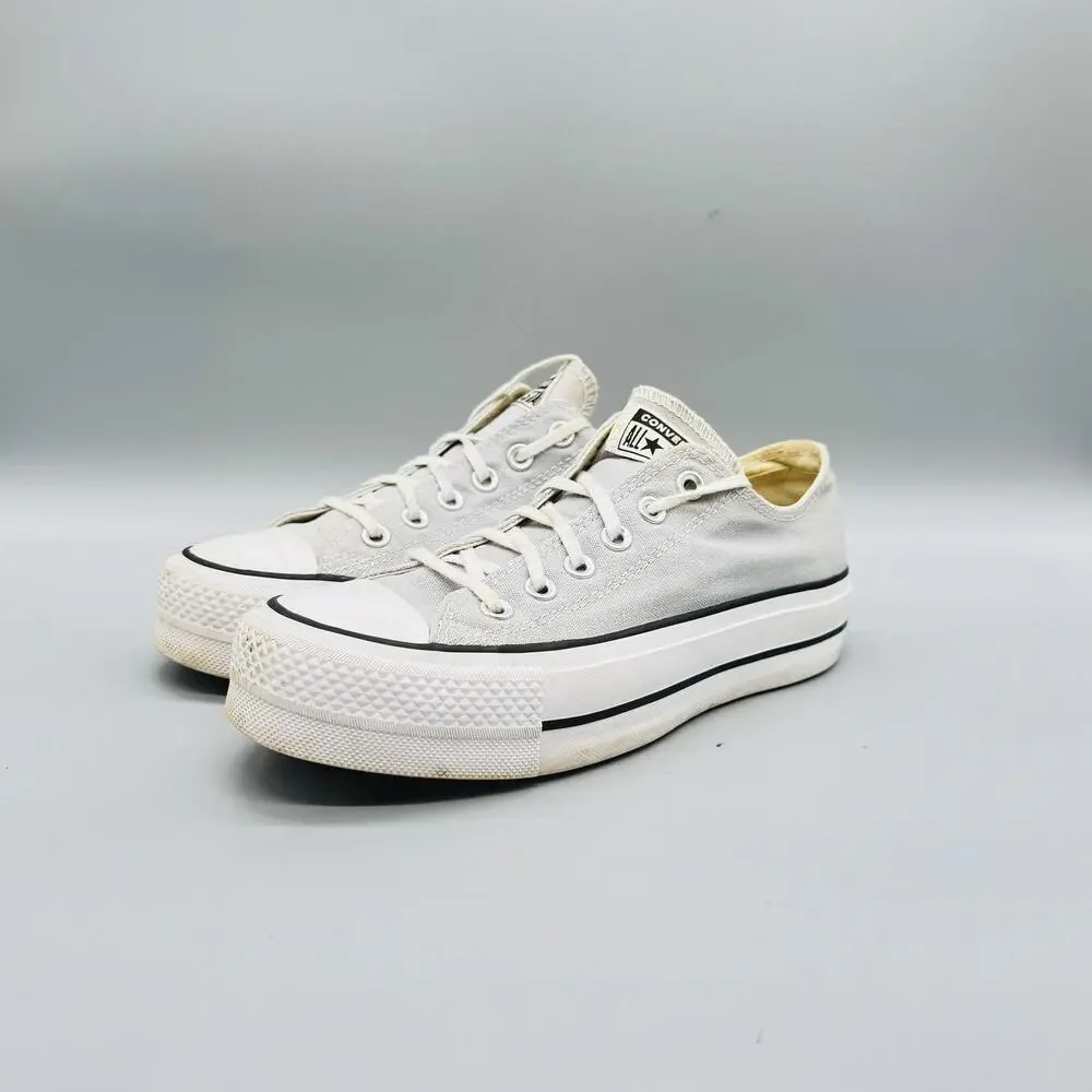 Converse Shoes Womens 7 Gray Canvas Chuck Taylor All Star Lift Platform Sneakers
